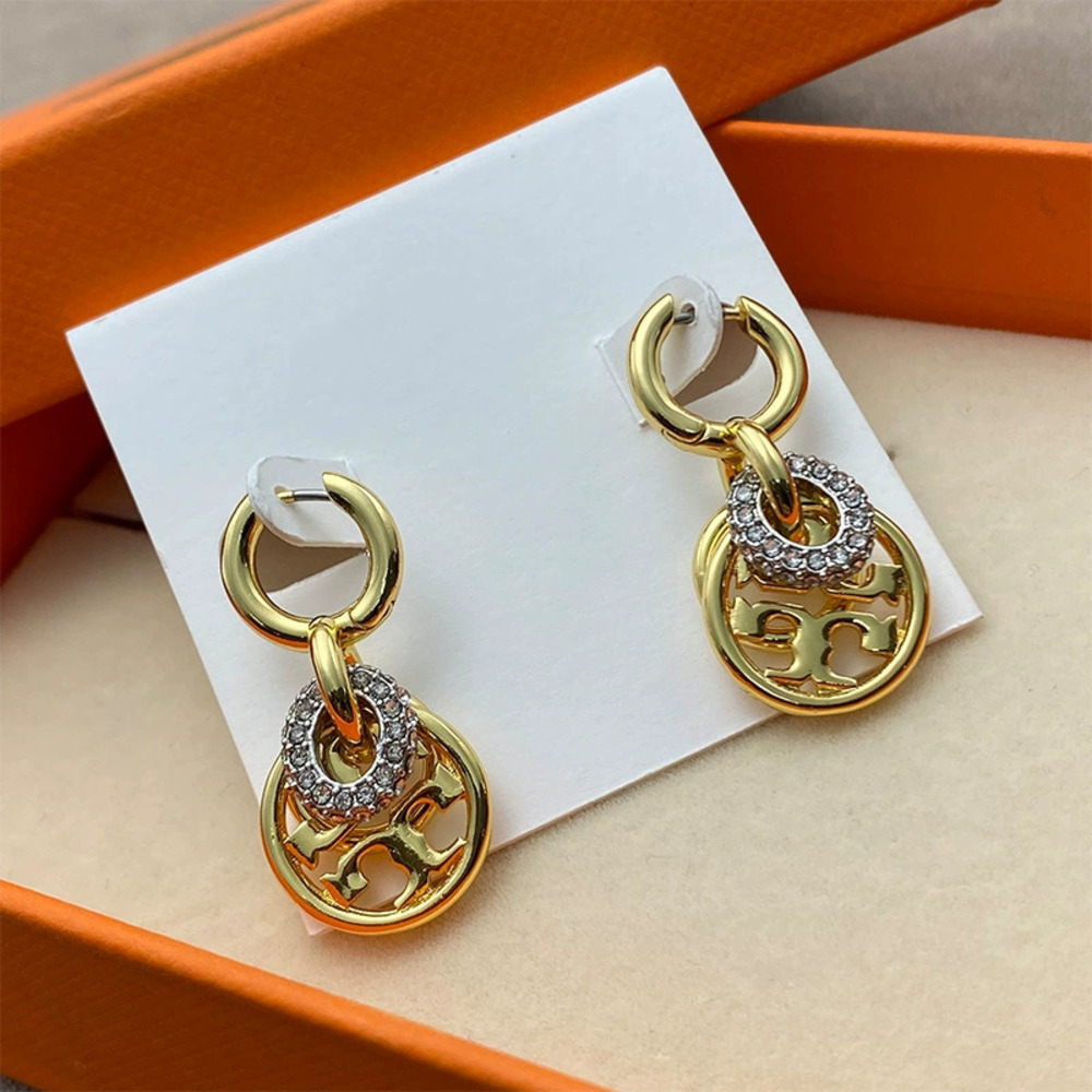 Tory Burch Gold Double Interlocking Crystal Rhinestone - Picture 4 of 6